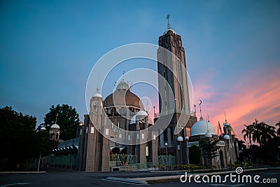 Royal Sultan Suleiman Mosque during sunrise in Klang Editorial Stock Photo