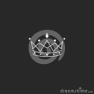 Royal symbol icon, monogram crown logo, beauty tiara princess, medieval king coronation emblem Vector Illustration