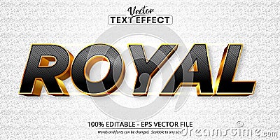 Royal text, shiny gold style editable text effect Vector Illustration