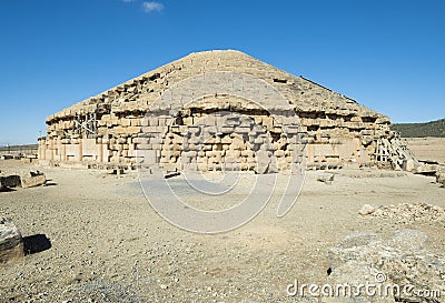 The royal tomb at Madghacen,is a royal mausoleum-temple of the Berber Numidian Kings, near Batna city, Algeria Editorial Stock Photo