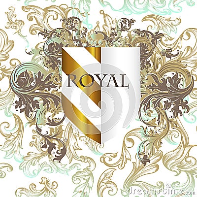 Royal vector design shield and flourishes Stock Photo