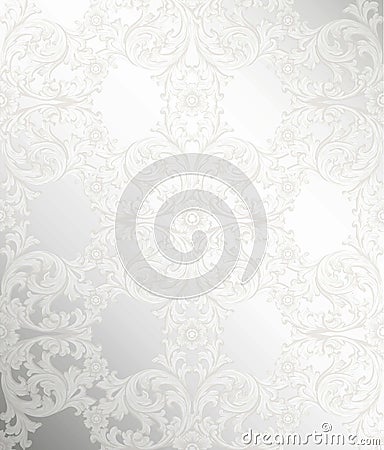 Royal victorian pattern ornament. Vector Rich rococo backgrounds. Silver gloss color Vector Illustration
