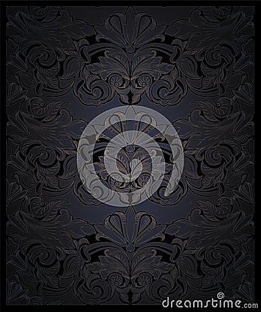 Royal, vintage, elegant vertical background in black with gold Vector Illustration