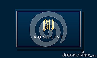 Royal vintage intial letter BU logo Vector Illustration