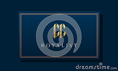 Royal vintage intial letter CC logo Vector Illustration