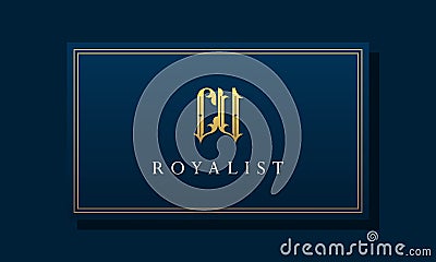 Royal vintage intial letter CV logo Vector Illustration