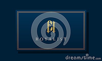 Royal vintage intial letter EI logo Vector Illustration