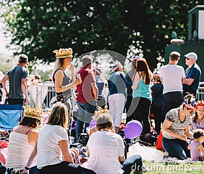 Royal Wedding atmosphere in Windsor Long Road PArk Editorial Stock Photo