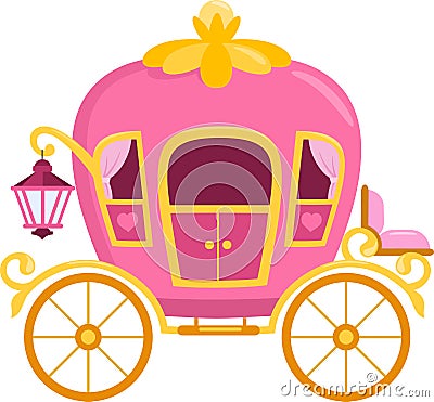 Cartoon Beautiful Princess Carriage Vector Illustration