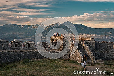 Rozafa Castle at sunset, Shkodra, Albania Editorial Stock Photo