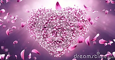 Roze roteren nam de bloemblaadjes van de sakurabloem in de vorm van het liefdehart toe Naadloze lijn 4k royalty-vrije illustratie Roze roteren nam de bloemblaadjes van de sakurabloem in de vorm van het liefdehart toe Naadloze lijn 4k royalty-vrije illustratie