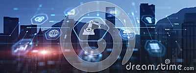 RPA icon Robotic Process Automation system. Artificial intelligence concept Stock Photo