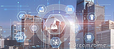 RPA icon Robotic Process Automation system. Artificial intelligence concept Stock Photo