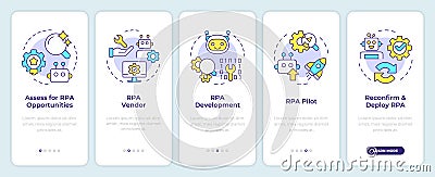 RPA implementation onboarding mobile app screen Vector Illustration