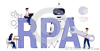 RPA Robotic process automation innovation technology Artificial intelligence web Vector Illustration