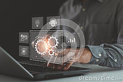 RPA Robotic process automation innovation technology concept. Intelligent system automation. Stock Photo