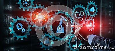 RPA Robotic Process Automation system Artificial intelligence. Stock Photo