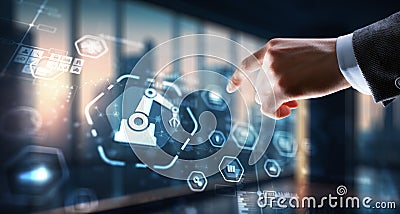RPA Robotic Process Automation system. Artificial intelligence concept Stock Photo