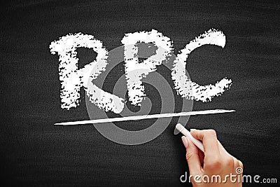 RPC - Remote Procedure Call is a software communication protocol that one program can use to request a service from a program Stock Photo