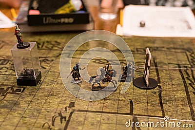 RPG game, side view gaming standee miniatures Stock Photo