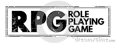 RPG - Role-Playing Game is a game in which players assume the roles of characters in a fictional setting, acronym text concept Stock Photo