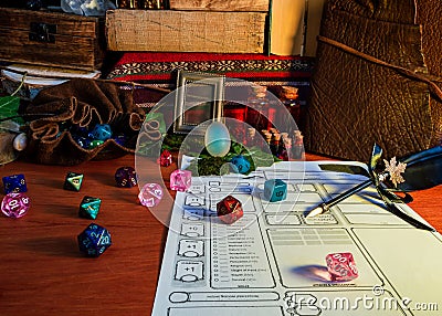RPG tabletop game attributes Stock Photo