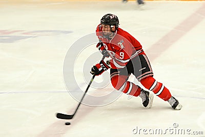 RPI #9 in NCAA Hockey Game Editorial Stock Photo