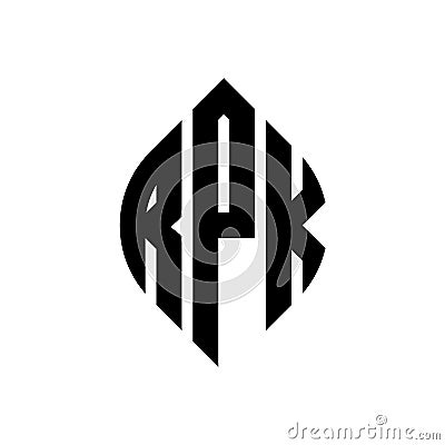 RPK circle letter logo design with circle and ellipse shape. RPK ellipse letters with typographic style. The three initials form a Vector Illustration