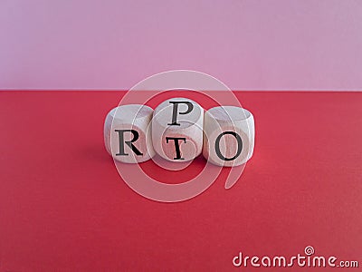 RPO vs RTO. Turned a cube and changed the word Stock Photo