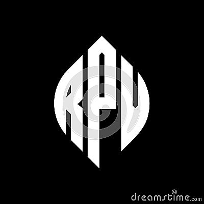 RPV circle letter logo design with circle and ellipse shape. RPV ellipse letters with typographic style. The three initials form a Vector Illustration