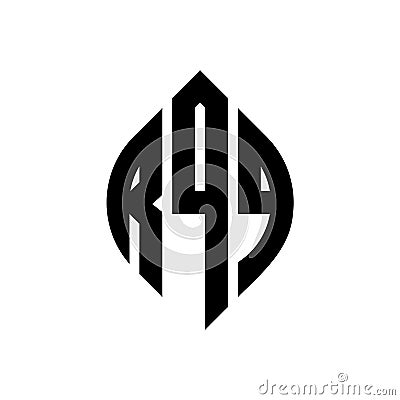 RQQ circle letter logo design with circle and ellipse shape. RQQ ellipse letters with typographic style. The three initials form a Vector Illustration