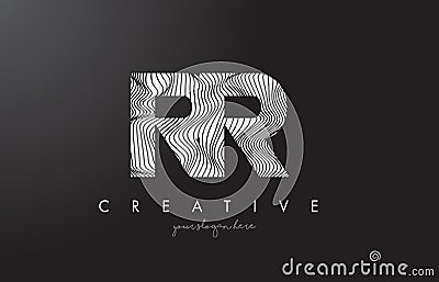 RR R Letter Logo with Zebra Lines Texture Design Vector. Vector Illustration