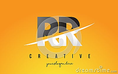 RR R Letter Modern Logo Design with Yellow Background and Swoosh Vector Illustration