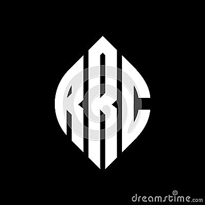 RRC circle letter logo design with circle and ellipse shape. RRC ellipse letters with typographic style. The three initials form a Vector Illustration