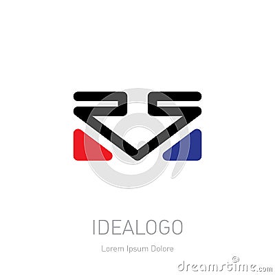 RS logo. Logotype template with arrow and triangles. Vector design element or icon. Vector Illustration