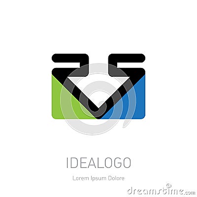 RS logo. Logotype template with arrow and triangles. Vector design element or icon. Vector Illustration