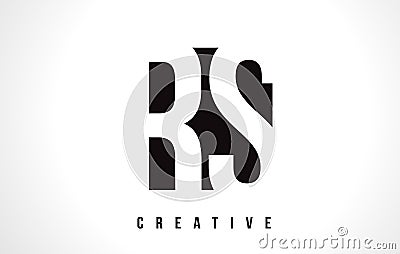 RS R S White Letter Logo Design with Black Square. Vector Illustration