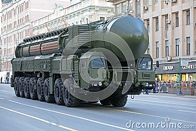 The RS-24 Yars intercontinental ballistic missile Editorial Stock Photo