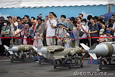 RSAF Open House 2023 - Spectators of Weapon Loading Drill Editorial Stock Photo