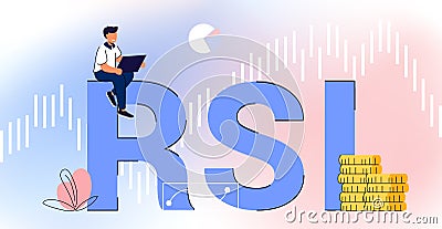 RSI Relative Strength Index acronym Indicator technical analysis Cryptocurrency Vector Illustration