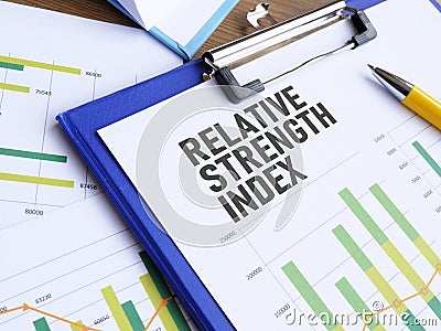 RSI - Relative Strength Index graphs with business data. Stock Photo