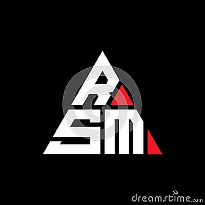 RSM triangle letter logo design with triangle shape. RSM triangle logo design monogram. RSM triangle vector logo template with red Vector Illustration