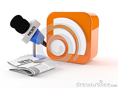 RSS icon with microphone news Stock Photo