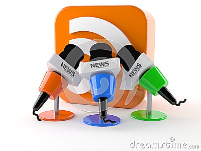 RSS icon with microphones Stock Photo