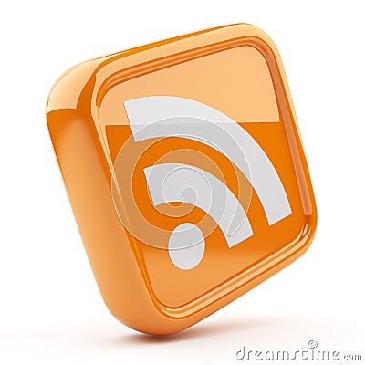 RSS orange symbol 3D. Icon on white background Stock Photo