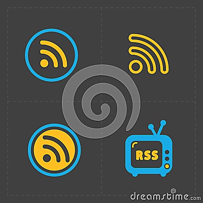 RSS sign icons. RSS feed symbols Vector Illustration