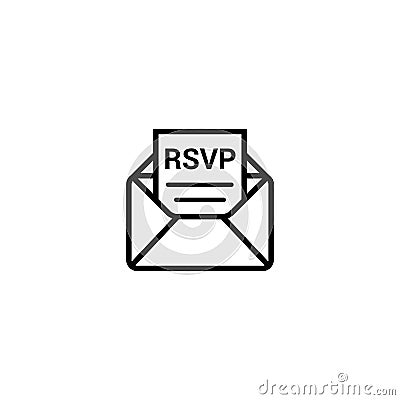 RSVP icon envelope date stamp vector invitation. rsvp message envelope Vector Illustration