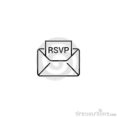 RSVP icon envelope date stamp vector invitation. rsvp message envelope Stock Photo