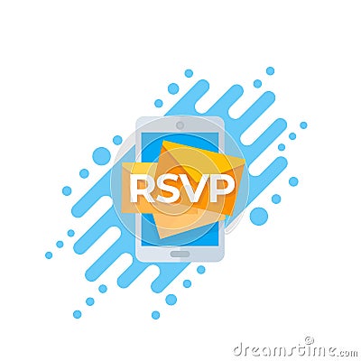 RSVP icon with mobile mail, vector Vector Illustration