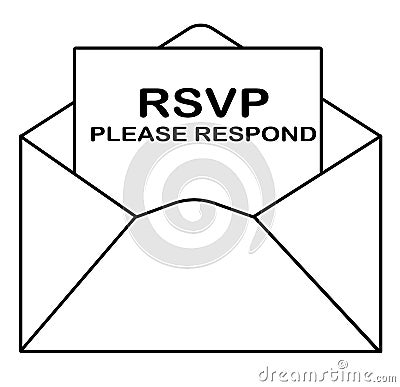 RSVP icon on white background. flat style. please respond letter in envelop icon for your web site design, logo, app, UI. answer Stock Photo